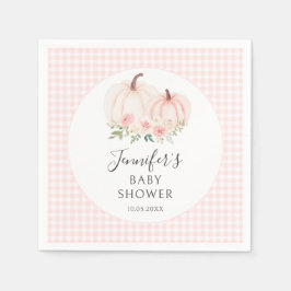 ピンクかわいい小さなカボチャのギンガムベビーガールシャワー スタンダードカクテルナプキン