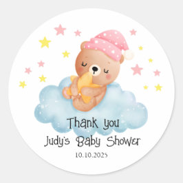 ピンクかわいい小さなクマの赤ちゃんシャワー ラウンドシール