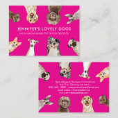 ピンクかわいい小さなサイズの犬ペットシッター 名刺 (正面/裏面)