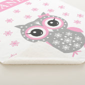 ピンクかわいい小さなフクロウ赤ちゃん女の子シェルパブランケット シェルパブランケット (3/4)