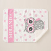 ピンクかわいい小さなフクロウ赤ちゃん女の子シェルパブランケット シェルパブランケット (正面(横))