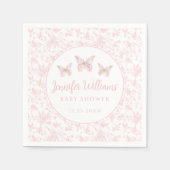 ピンクかわいい小さな蝶の赤ちゃん女の子シャワー紙 スタンダードカクテルナプキン (正面)