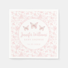 ピンクかわいい小さな蝶の赤ちゃん女の子シャワー紙 スタンダードカクテルナプキン