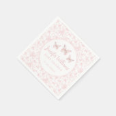 ピンクかわいい小さな蝶の赤ちゃん女の子シャワー紙 スタンダードカクテルナプキン (角)