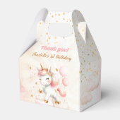 ピンクかわいい幸せユニコーン女の子1st誕生日 フェイバーボックス (正面サイド)