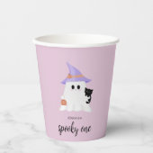 ピンクかわいい幽霊ハロウィーン第1誕生日ガール 紙コップ (正面)