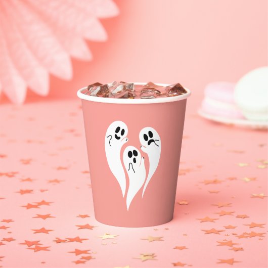 ピンクかわいい幽霊 紙コップ (インサイチュ)