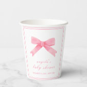 ピンクかわいい弓女の子の赤ちゃんシャワー 紙コップ (裏面)