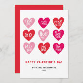 ピンクかわいい引用文オンハートハッピーバレンタインデー シーズンカード (正面/裏面)