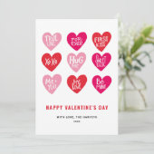 ピンクかわいい引用文オンハートハッピーバレンタインデー シーズンカード (スタンド正面)