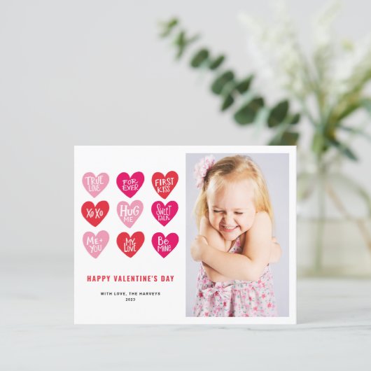 ピンクかわいい引用文オンハートバレンタインデーのカード (スタンド正面)