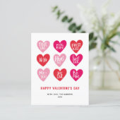 ピンクかわいい引用文オンハートバレンタインデーのカード (スタンド正面)