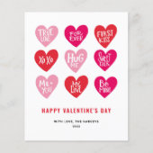 ピンクかわいい引用文オンハートバレンタインデーのカード (正面)