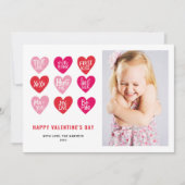 ピンクかわいい引用文オンハートバレンタインデーの写真 シーズンカード (正面)