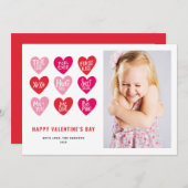 ピンクかわいい引用文オンハートバレンタインデーの写真 シーズンカード (正面/裏面)