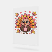 ピンクかわいい感謝祭クラシック七面鳥Tシャツ アクリルサイン (傾斜)