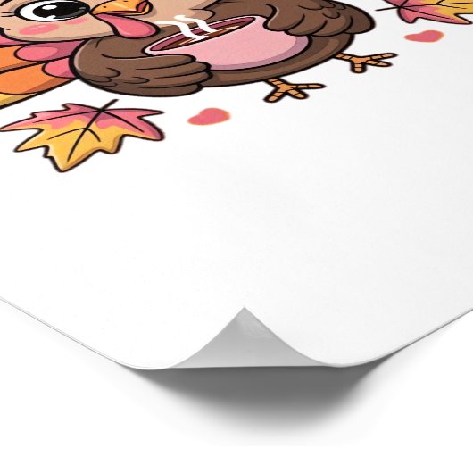 ピンクかわいい感謝祭クラシック七面鳥Tシャツ ポスター (角)