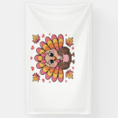 ピンクかわいい感謝祭クラシック七面鳥Tシャツ 横断幕 (縦)