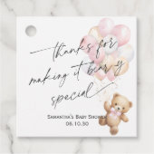 ピンクかわいい我々は女の子のシャワーモダンを待つことができる フェイバータグ (正面)