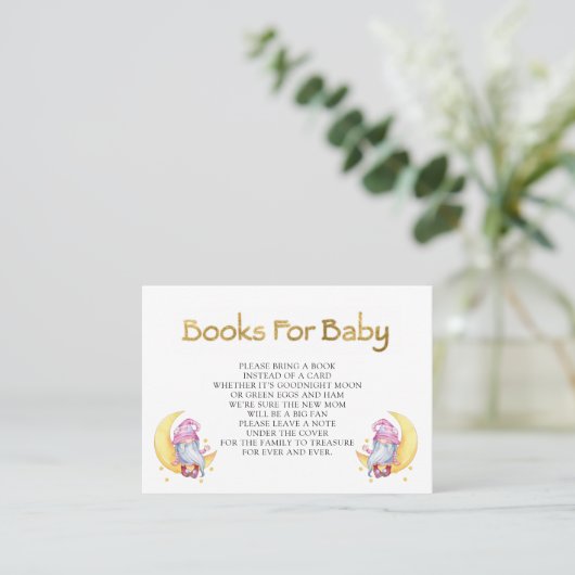 ピンクかわいい格言ムーンクラウドベビーのベビー 名刺 (スタンド正面)