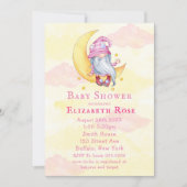 ピンクかわいい格言ムーンクラウドベビーシャワー招待状 (正面)