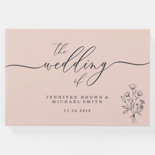 ピンクかわいい植物性フローラブーケ ゲストブック (正面)