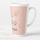 ピンクかわいい水の色の国素朴イラスト カフェラテマグ (右)