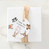 ピンクかわいい水彩木版動物赤ちゃんシャワー フェイバータグ (インサイチュ)