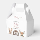 ピンクかわいい水彩木版動物赤ちゃんシャワー フェイバーボックス (裏面サイド)