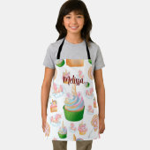 ピンクかわいい水色ベーキングカップケーキユニコーン エプロン (インサイチュ)