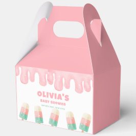 ピンクかわいい溶けアイスクリームガールポップ・アートのベビーシャワー フェイバーボックス