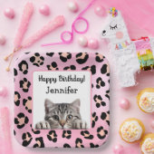 ピンクかわいい猫誕生日紙プレート ペーパープレート (パーティー)