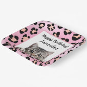 ピンクかわいい猫誕生日紙プレート ペーパープレート (傾斜あり)