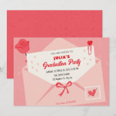 ピンクかわいい素敵な手紙の卒業 招待状 (正面/裏面)