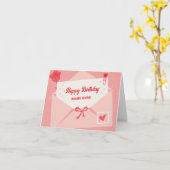 ピンクかわいい素敵な手紙の誕生日 カード (黄色い花)