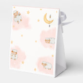 ピンクかわいい羊の月の星女の子の赤ちゃんシャワー フェイバーボックス (裏面サイド)