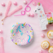 ピンクかわいい虹のユニコーン誕生日の女の子の子 ペーパーボウル (パーティー)