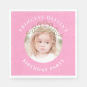 ピンクかわいい誕生日の写真プリンセスティアラ甘い スタンダードランチョンナプキン (正面)