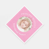 ピンクかわいい誕生日の写真プリンセスティアラ甘い スタンダードランチョンナプキン (角)