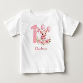ピンクかわいい豚ガールファーム1st誕生日ベビーTシャツ ベビーTシャツ (正面)