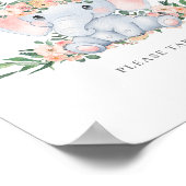 ピンクかわいい象の女の子の赤ちゃんシャワーの好意サイン ポスター (角)