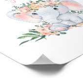 ピンクかわいい象の赤ちゃんシャワーカードとギフト ポスター (角)