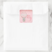 ピンクかわいい象ホットエアバルーン赤ちゃんシャワー スクエアシール (バッグ)