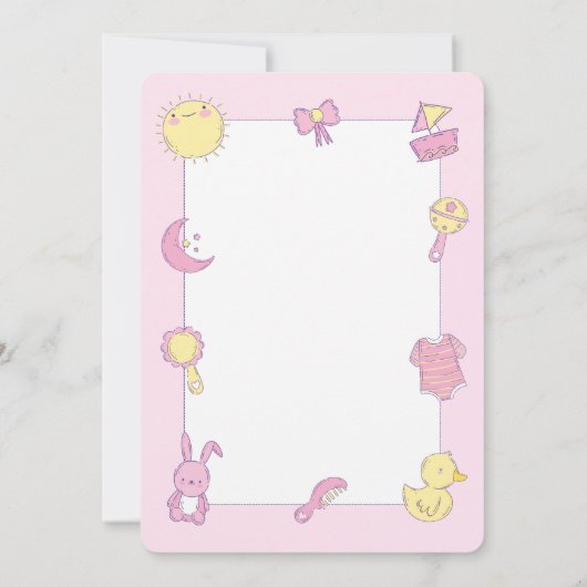 ピンクかわいい赤ちゃんシャワー招待状 招待状 (裏面)