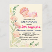 ピンクかわいい赤ちゃん女の子チューリップ花赤ちゃんシャワー子供 ポストカード (正面)