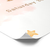 ピンクかわいい雲9人の女の子の赤ちゃんシャワーへようこそ ポスター (角)