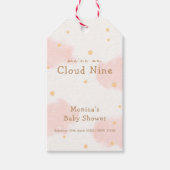 ピンクかわいい雲9女の子ベビーシャワー ギフトタグ (正面)