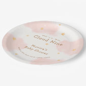 ピンクかわいい雲9女の子ベビーシャワー ペーパープレート (アングル)