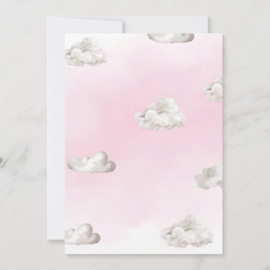 ピンクかわいい飛行機ああ私のタイムフライガール誕生日 招待状 (裏面)