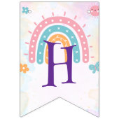 ピンクかわいい魔法のユニコーン恐竜の誕生日パーティー バンティングフラッグ (第2の旗)